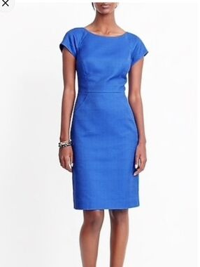 J. Crew Cobalt Blue Cap-Sleeve Midi Sheath Dress